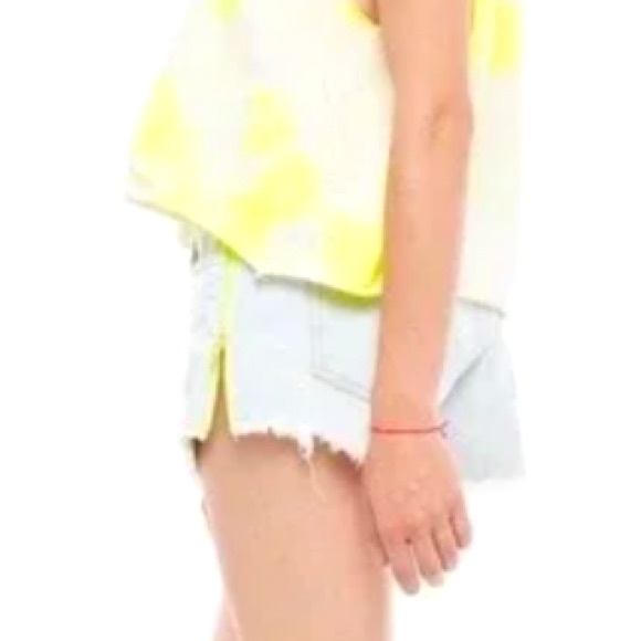 Sandrine Rose xFree People Light Wash Neon Side Zips Fray Hem Cutoff Jean Shorts - Picture 3 of 9